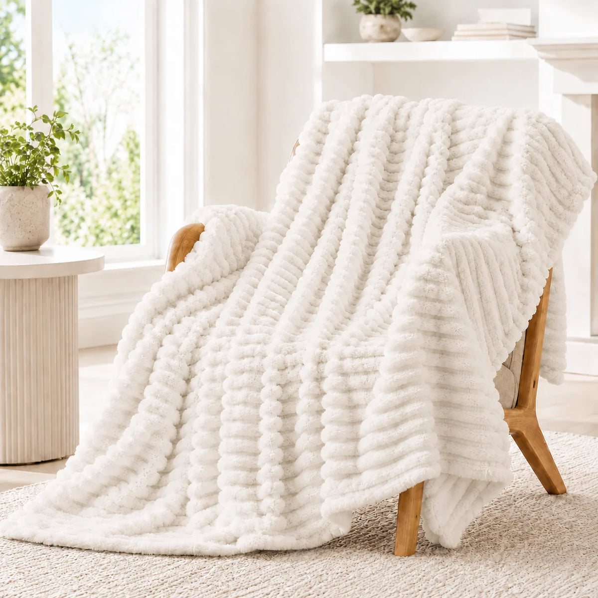 Super Soft Faux Rabbit Fur Plush Blanket