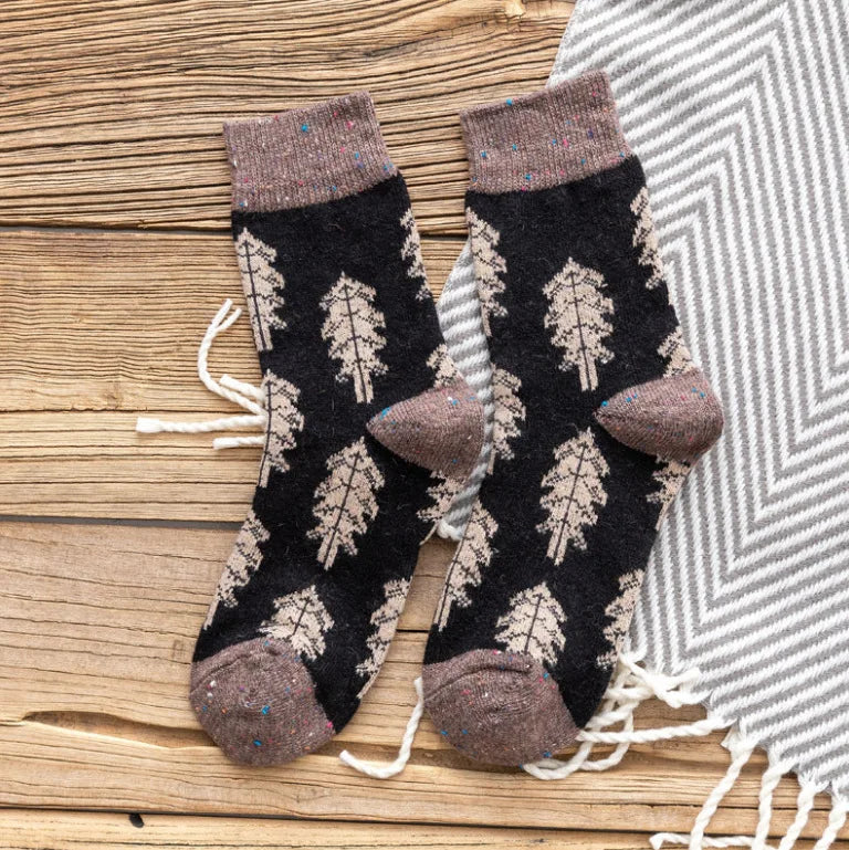 Christmas Tree Wool Blend Winter Socks