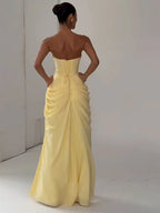 LaVirella Pleated Strapless Maxi Dress