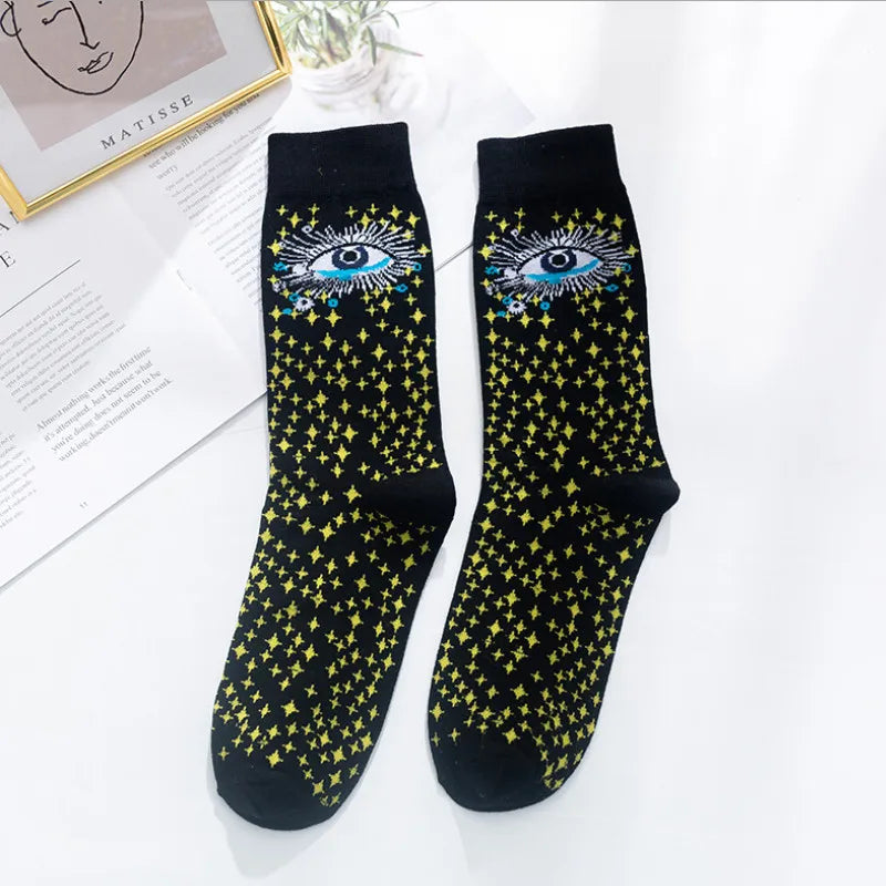 Artistic Mushroom Cotton Crew Socks