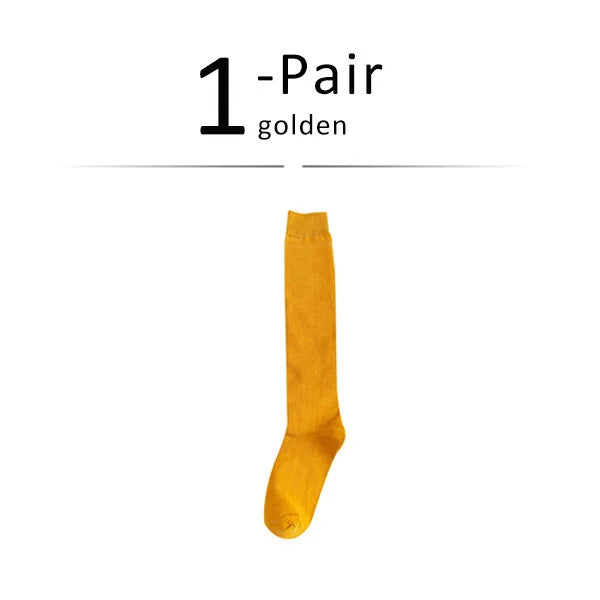 Solid Cotton Long Socks
