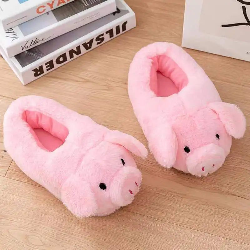 Pink Pig Plush Winter Slippers