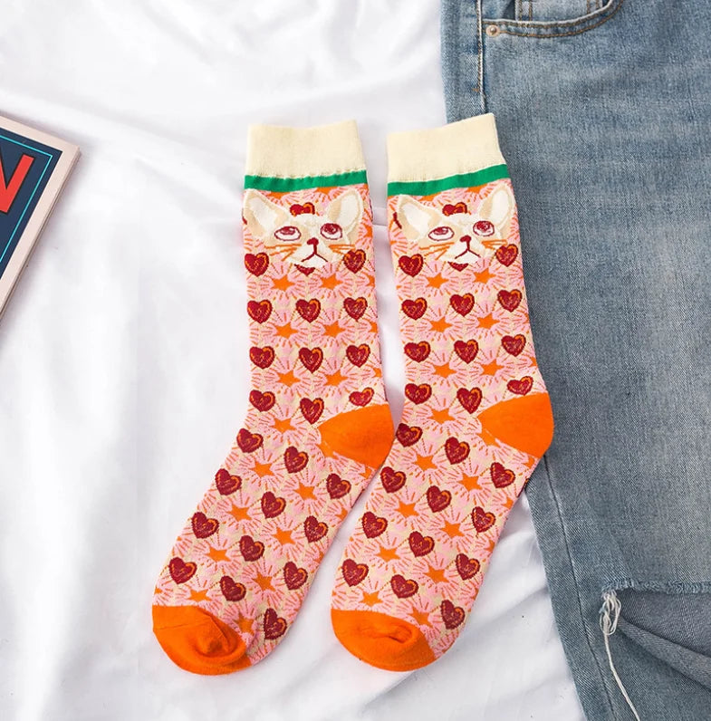 Artistic Mushroom Cotton Crew Socks