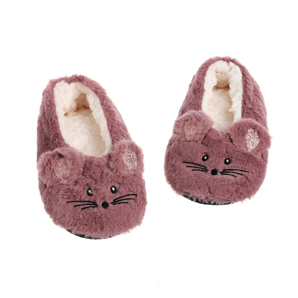 Fuzzy Mouse-Ear Slippers