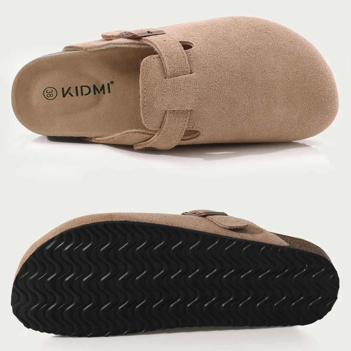 Genuine Suede Buckle Clogs