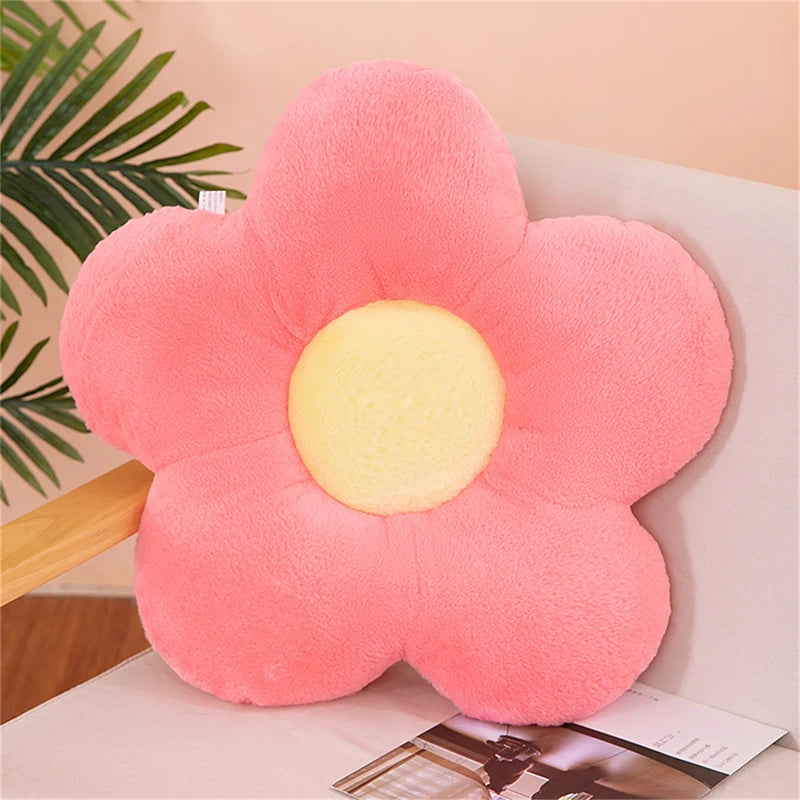 Five-Petal Plush Flower Cushion