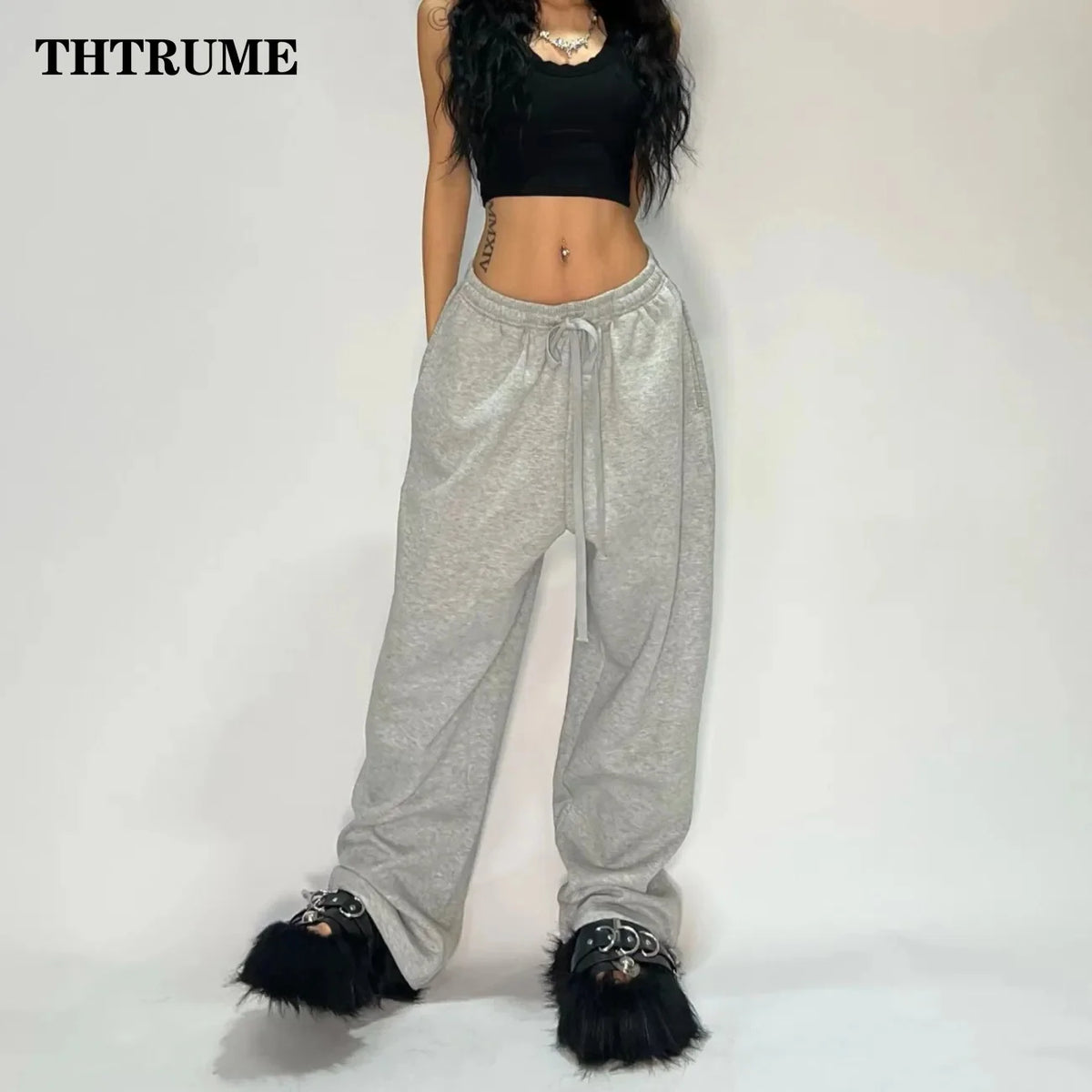 High-Waist Wide-Leg Drawstring Pants
