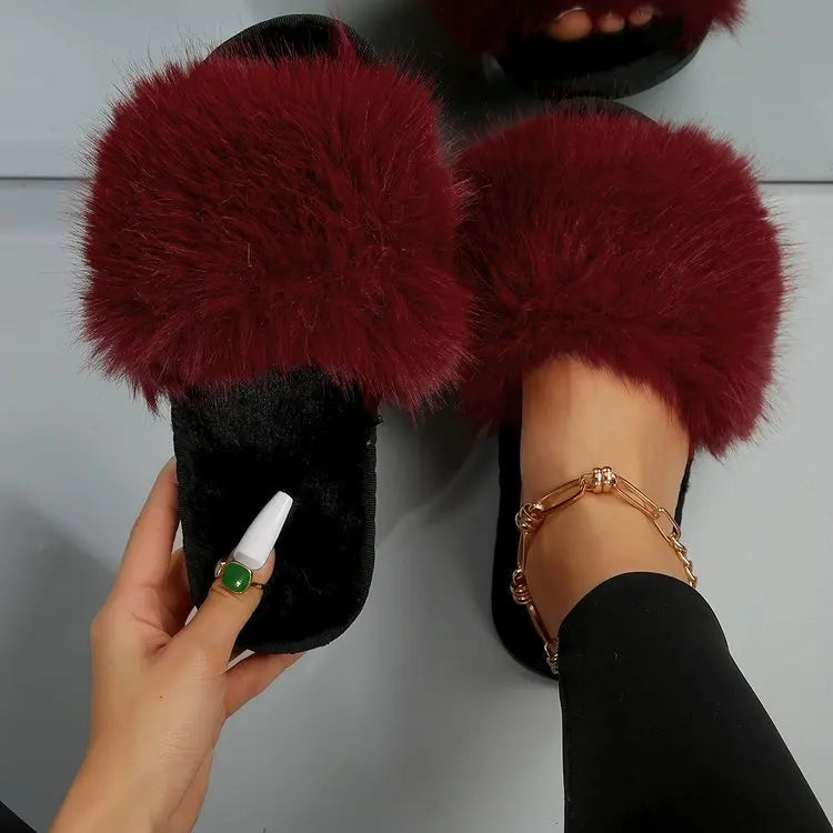 Fluffy Faux Fur Slippers