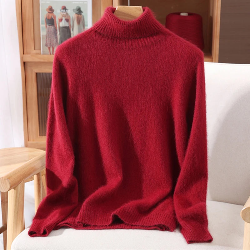Luxe High-Collar Knit Sweater