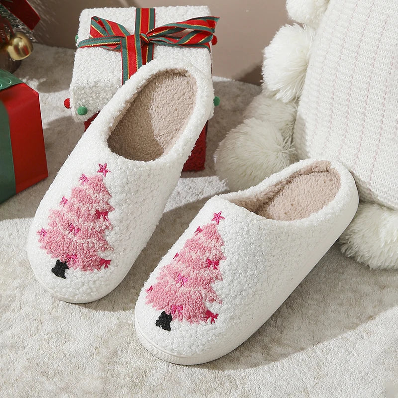 Christmas Tree Fluffy Plush Slippers