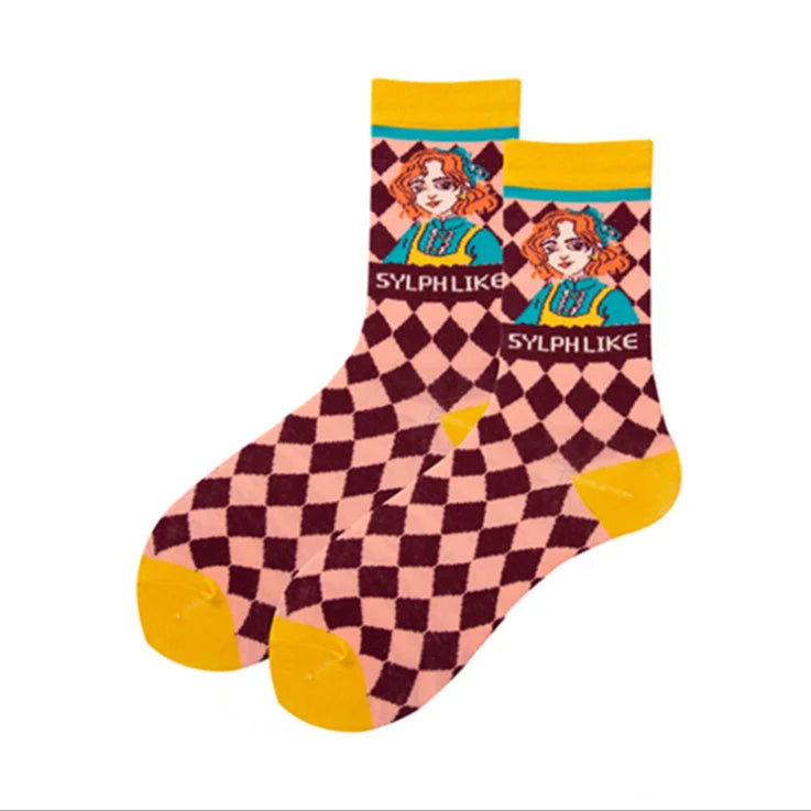 Artistic Mushroom Cotton Crew Socks