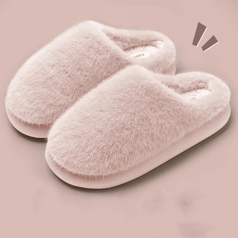 Faux Fur Thick-Sole Slippers