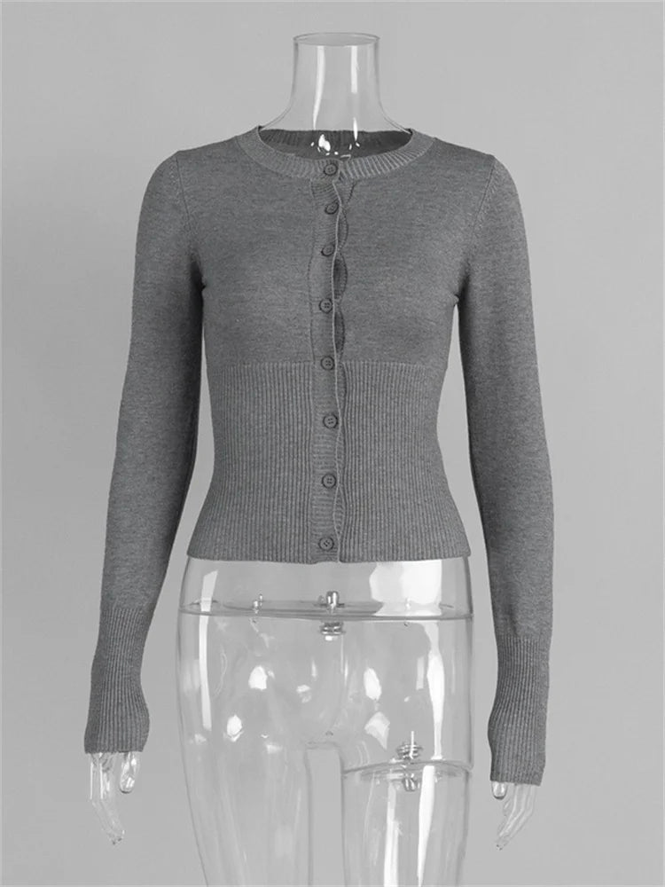 Ribbed Button Knit Cardigan