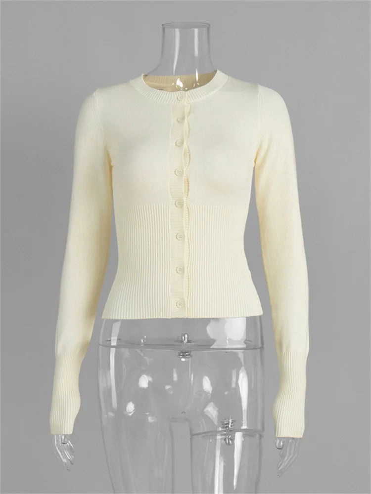 Ribbed Button Knit Cardigan