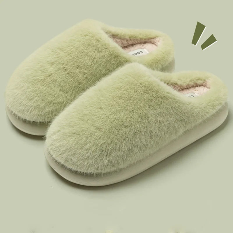 Faux Fur Thick-Sole Slippers