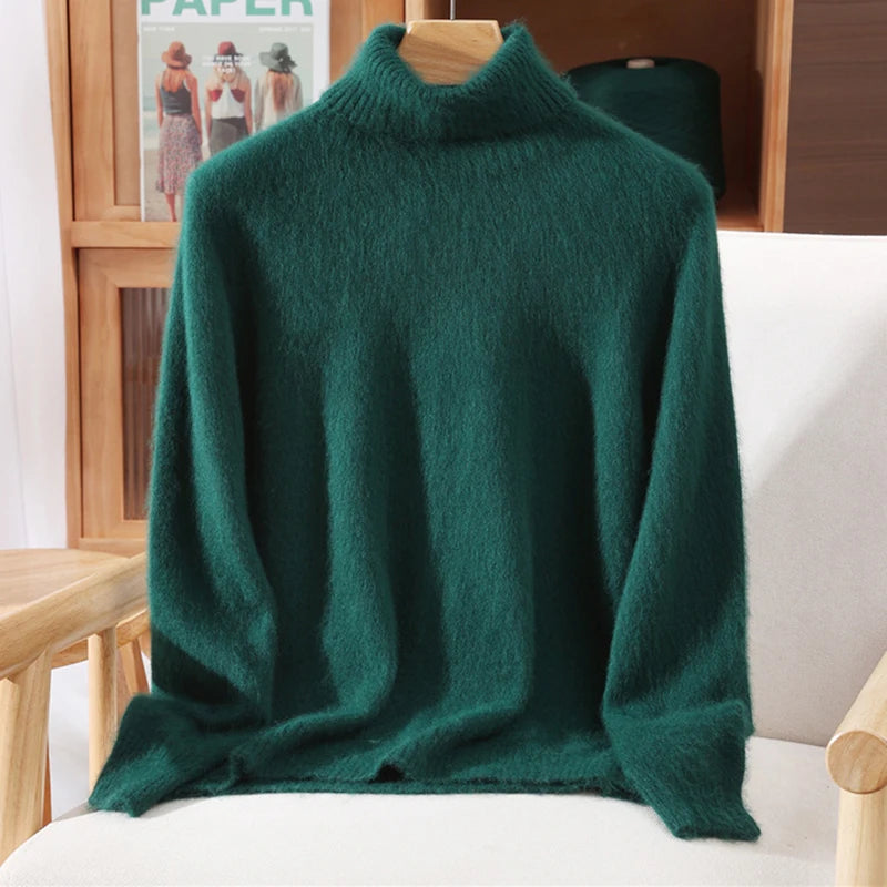 Luxe High-Collar Knit Sweater