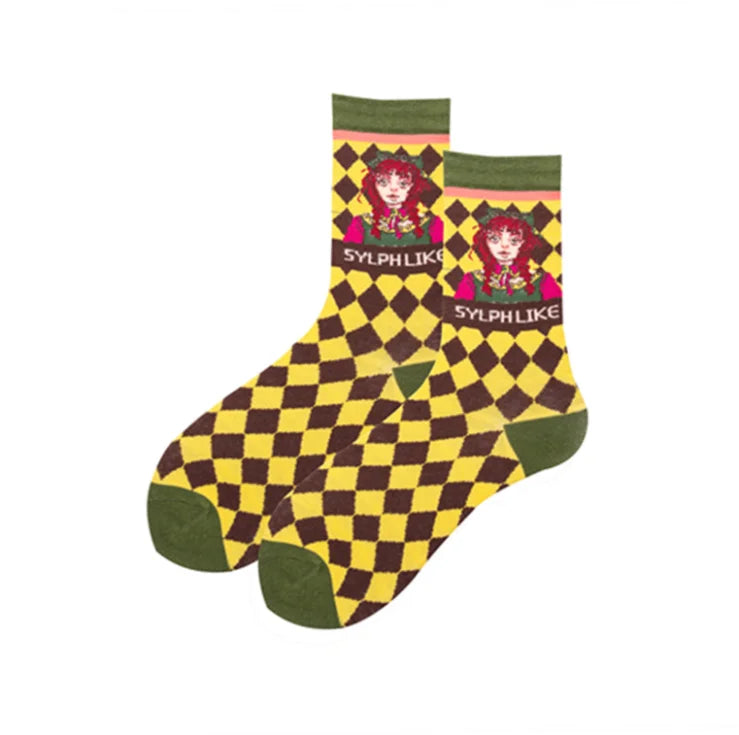 Artistic Mushroom Cotton Crew Socks
