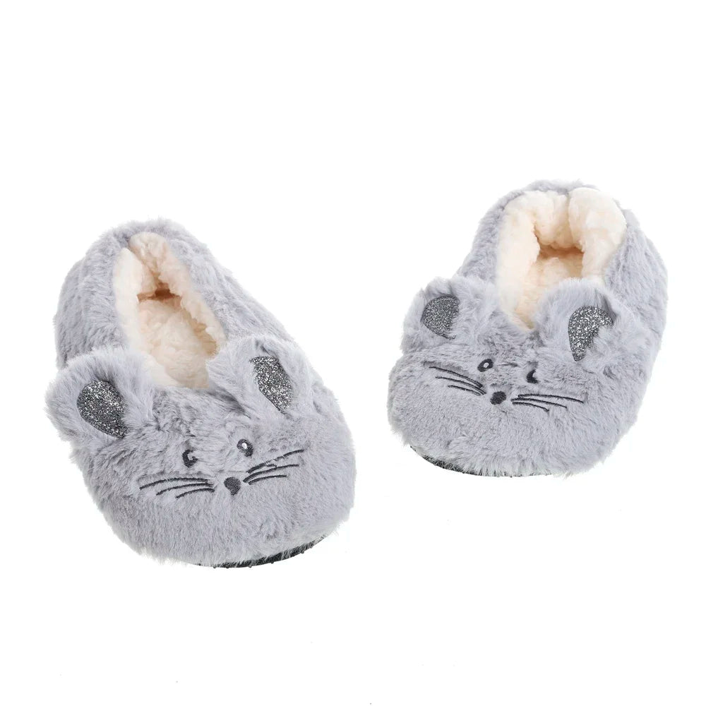 Fuzzy Mouse-Ear Slippers
