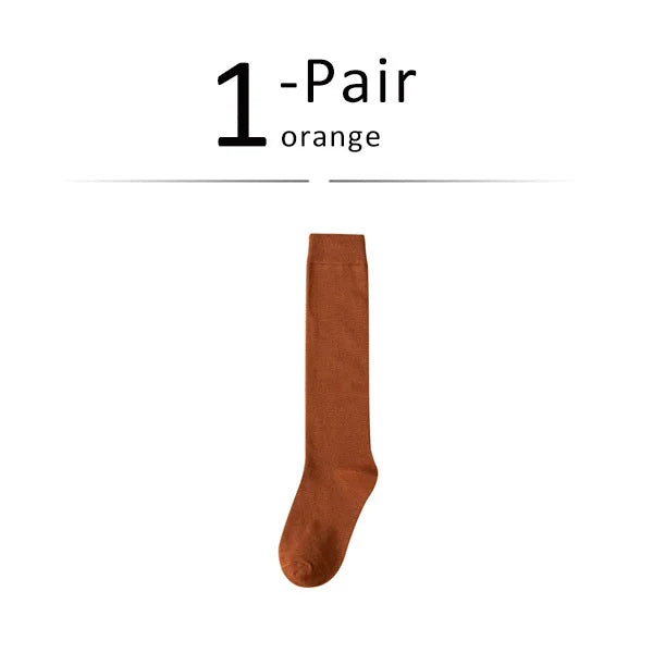 Solid Cotton Long Socks