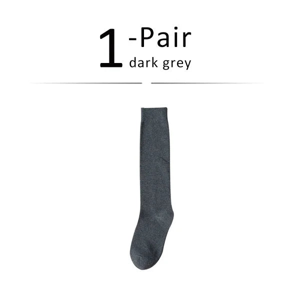 Solid Cotton Long Socks