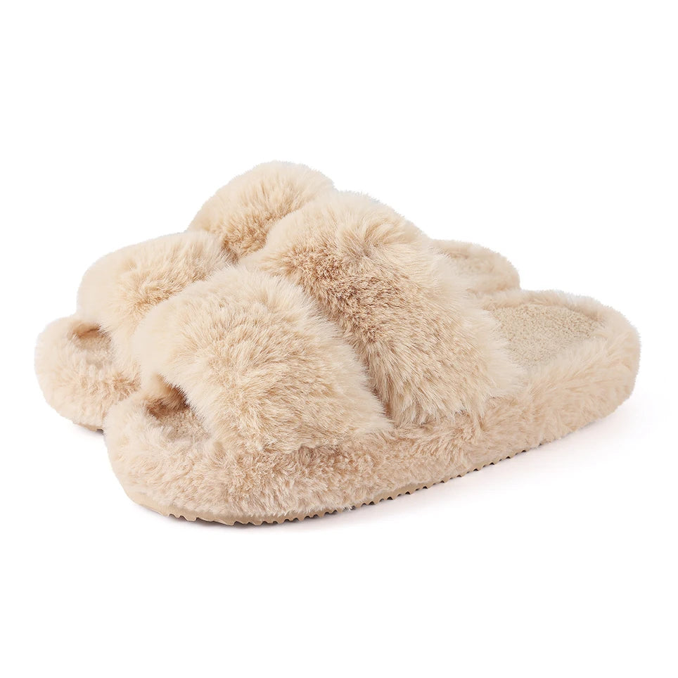 Open-Toe Fluffy Slippers