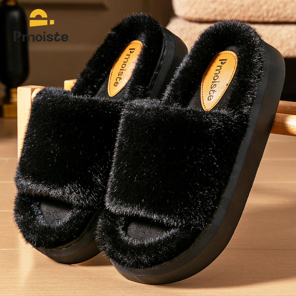 Plush Memory Foam Platform Slippers