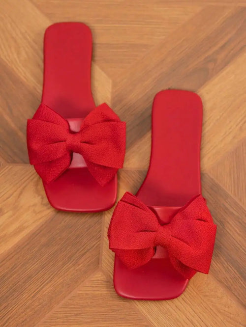 Bow Back-Strap Flat Sandals