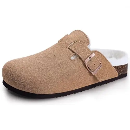 Suede Cork-Sole Clogs