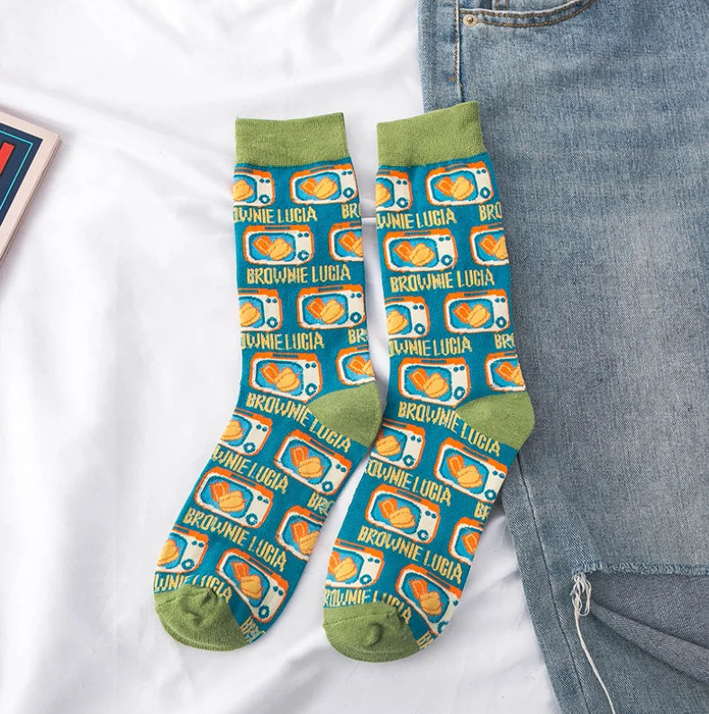 Artistic Mushroom Cotton Crew Socks