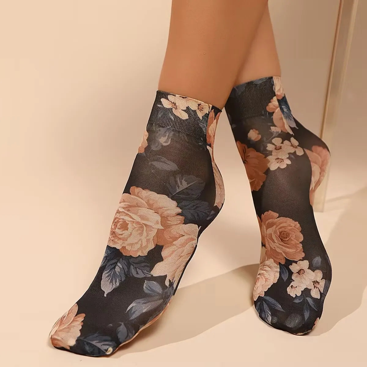 Leopard Floral Ultra-Thin Socks