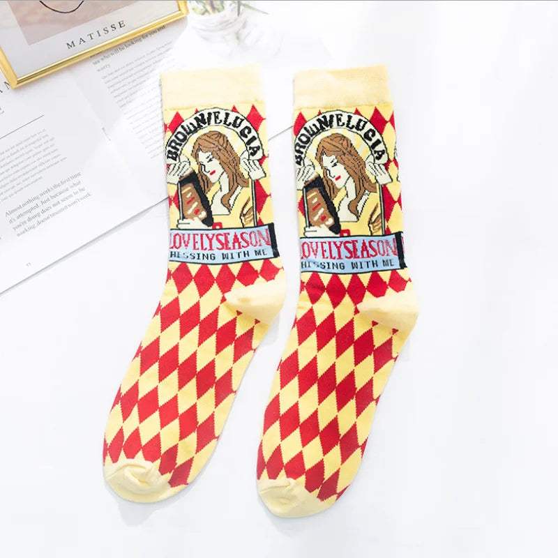 Artistic Mushroom Cotton Crew Socks