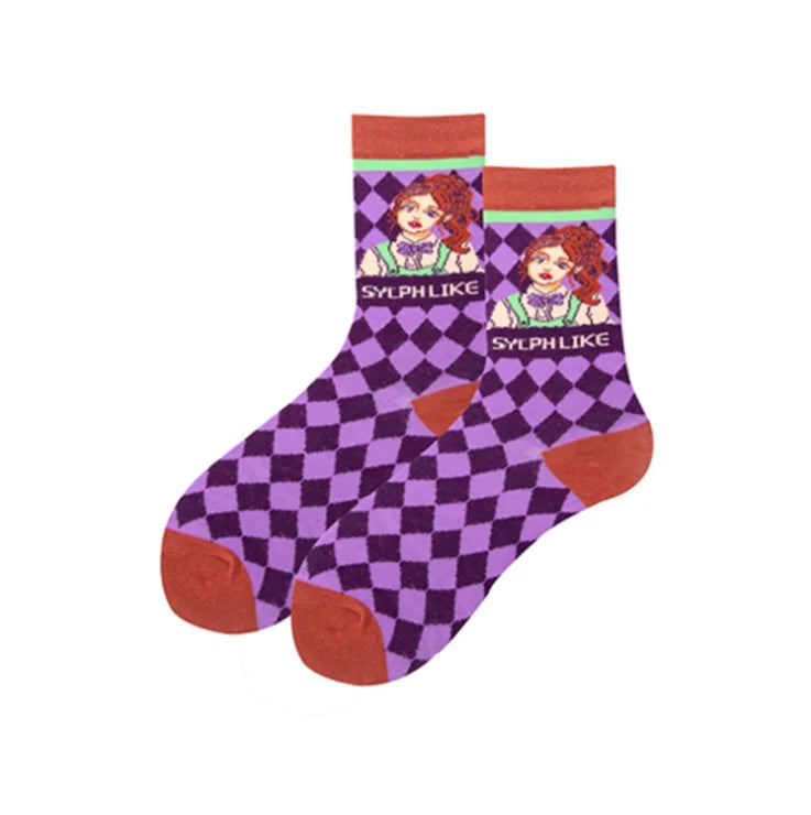 Artistic Mushroom Cotton Crew Socks