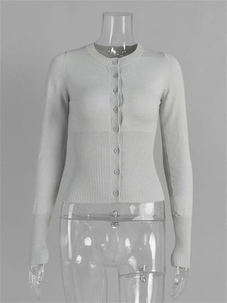 Ribbed Button Knit Cardigan