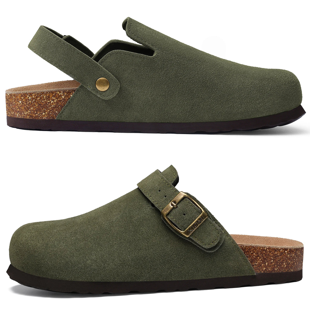 Genuine Suede Buckle Clogs