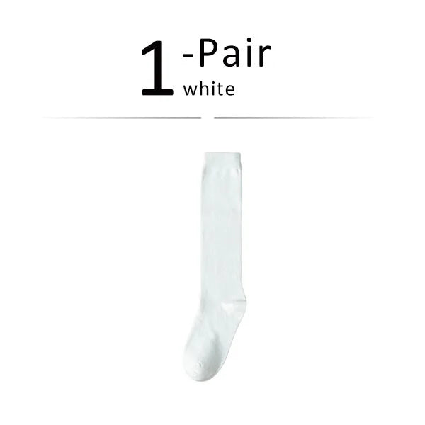 Solid Cotton Long Socks