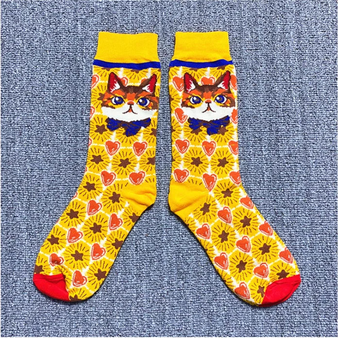 Artistic Mushroom Cotton Crew Socks