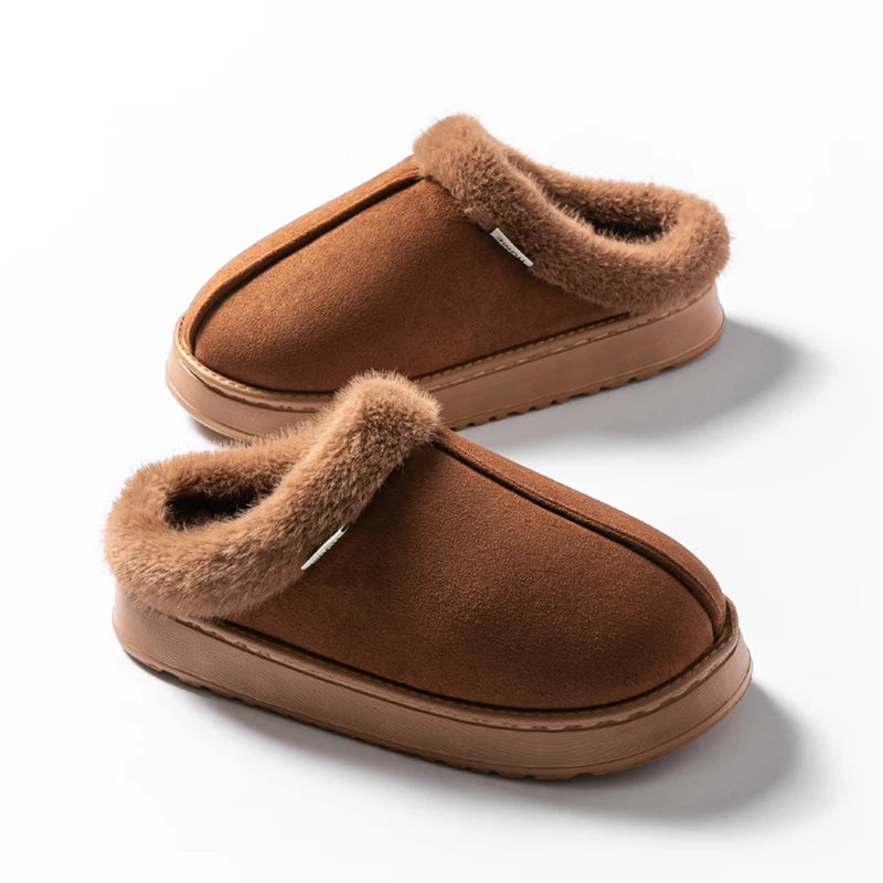 Faux Suede Platform Slippers
