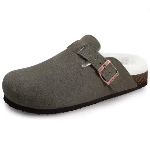 Suede Cork-Sole Clogs