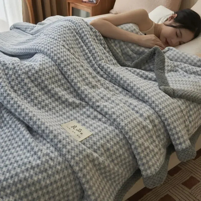 Soft Chenille Knit Plaid Throw Blanket