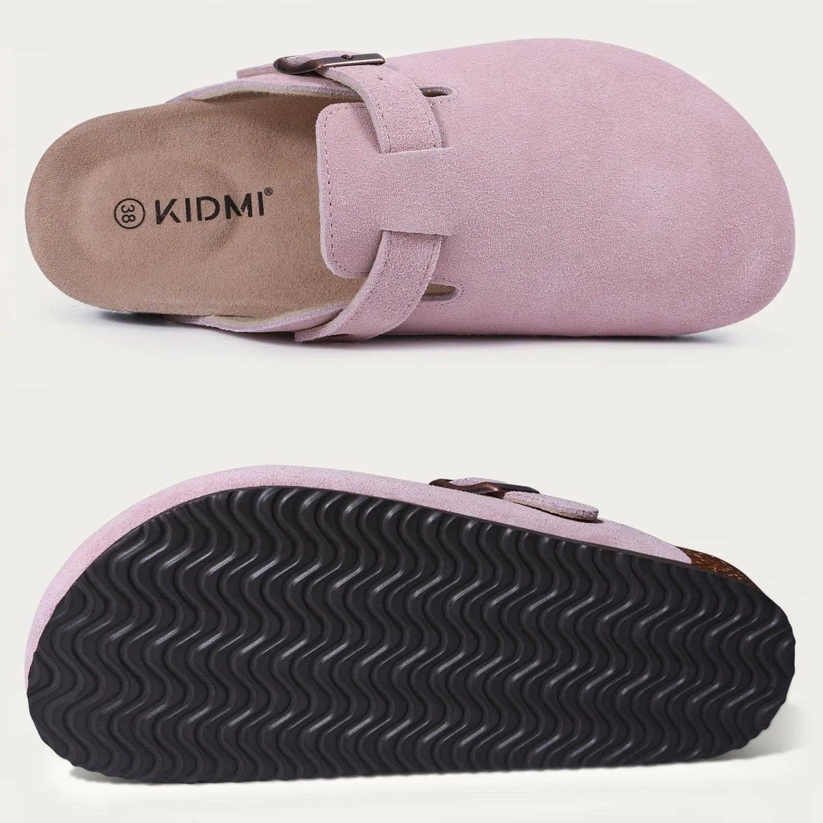 Genuine Suede Buckle Clogs
