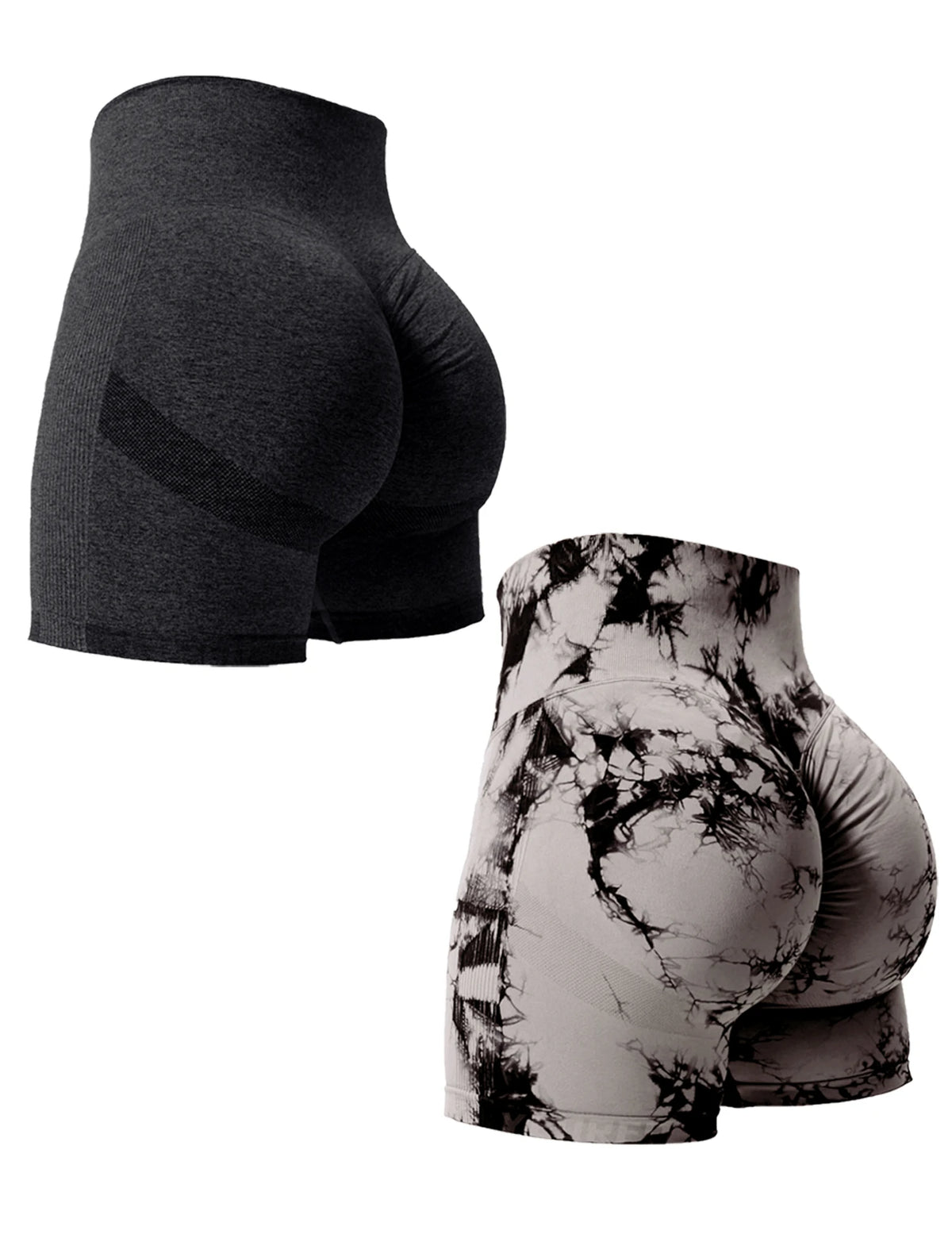 LaVirella Seamless Tie-Dye Sculpting Gym Shorts (2-Piece Set)