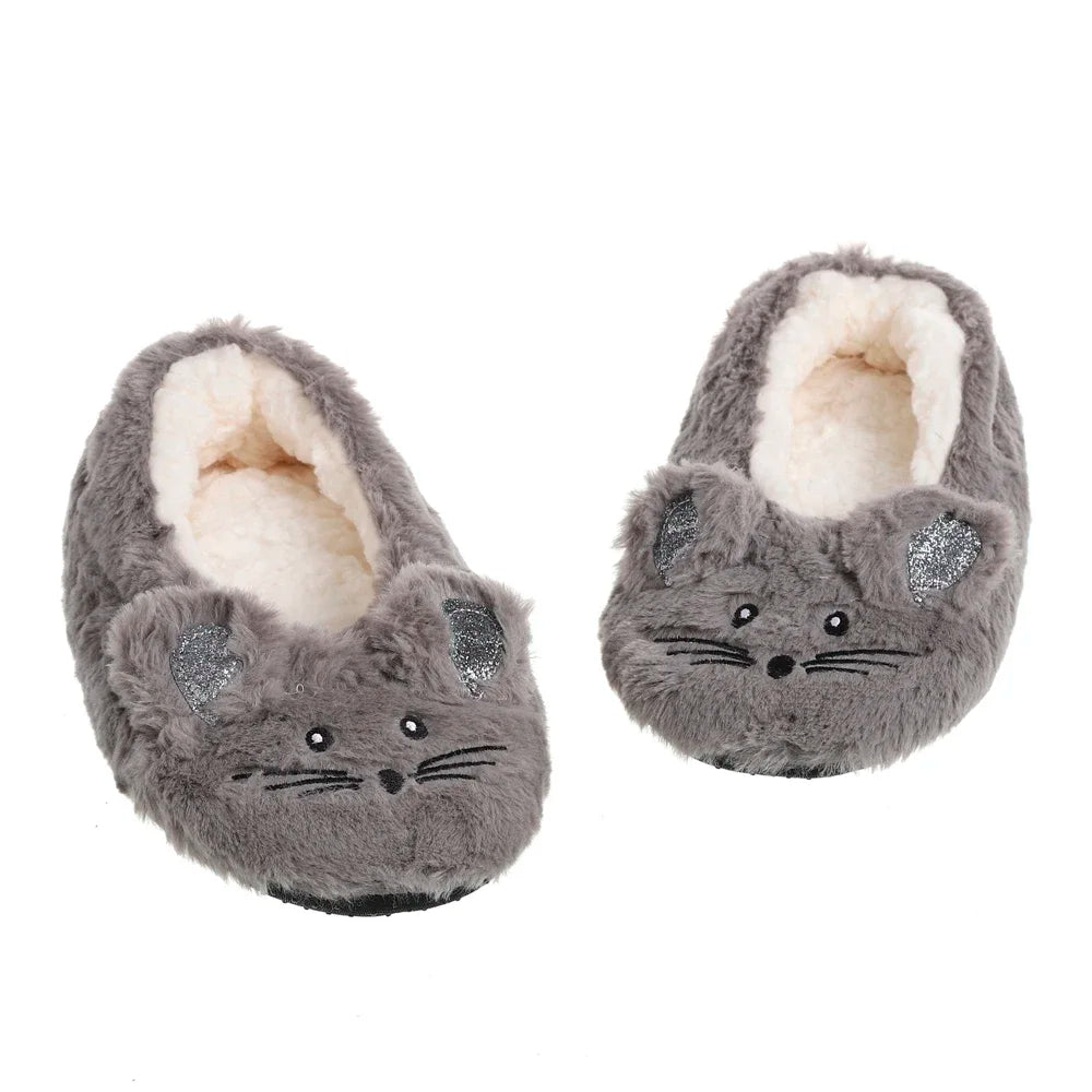 Fuzzy Mouse-Ear Slippers