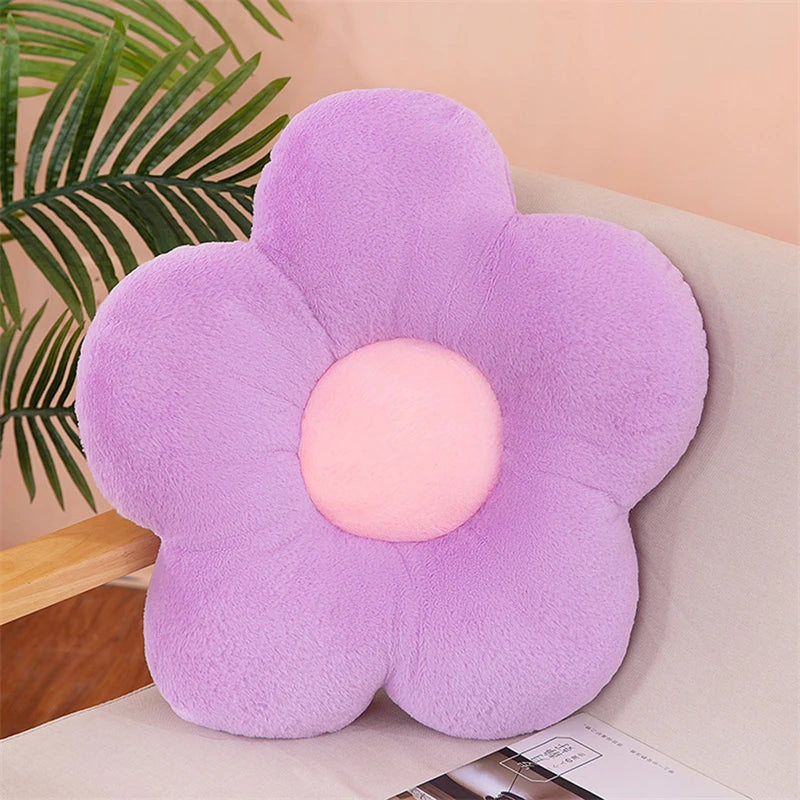 Five-Petal Plush Flower Cushion