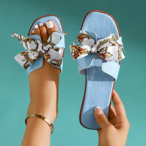 Bow Flat Slide Sandals