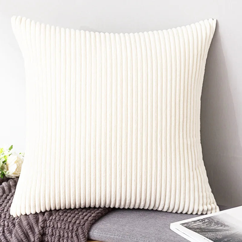 Soft Corduroy Striped Decorative Pillow Cover