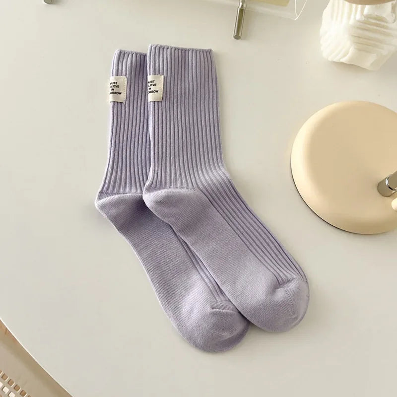 Candy Color Cotton Crew Socks