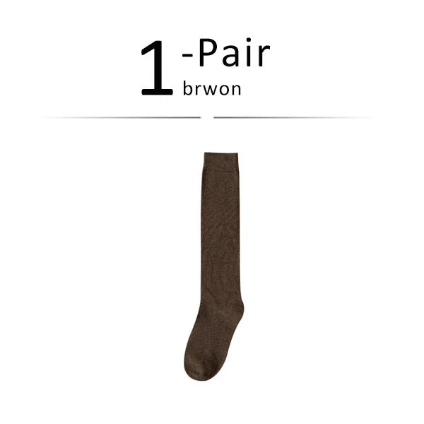 Solid Cotton Long Socks