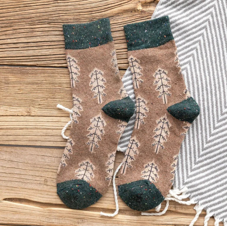 Christmas Tree Wool Blend Winter Socks