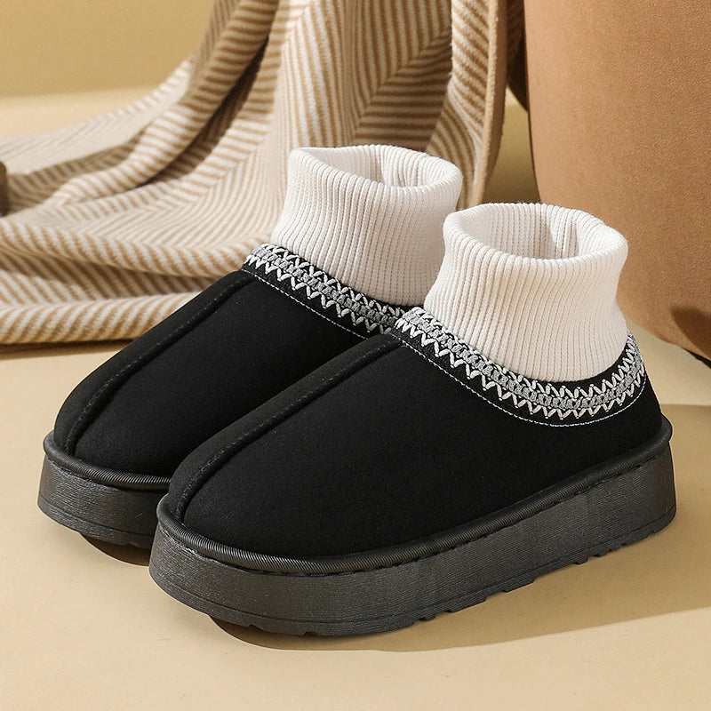 Faux Suede Ankle Boot Slippers