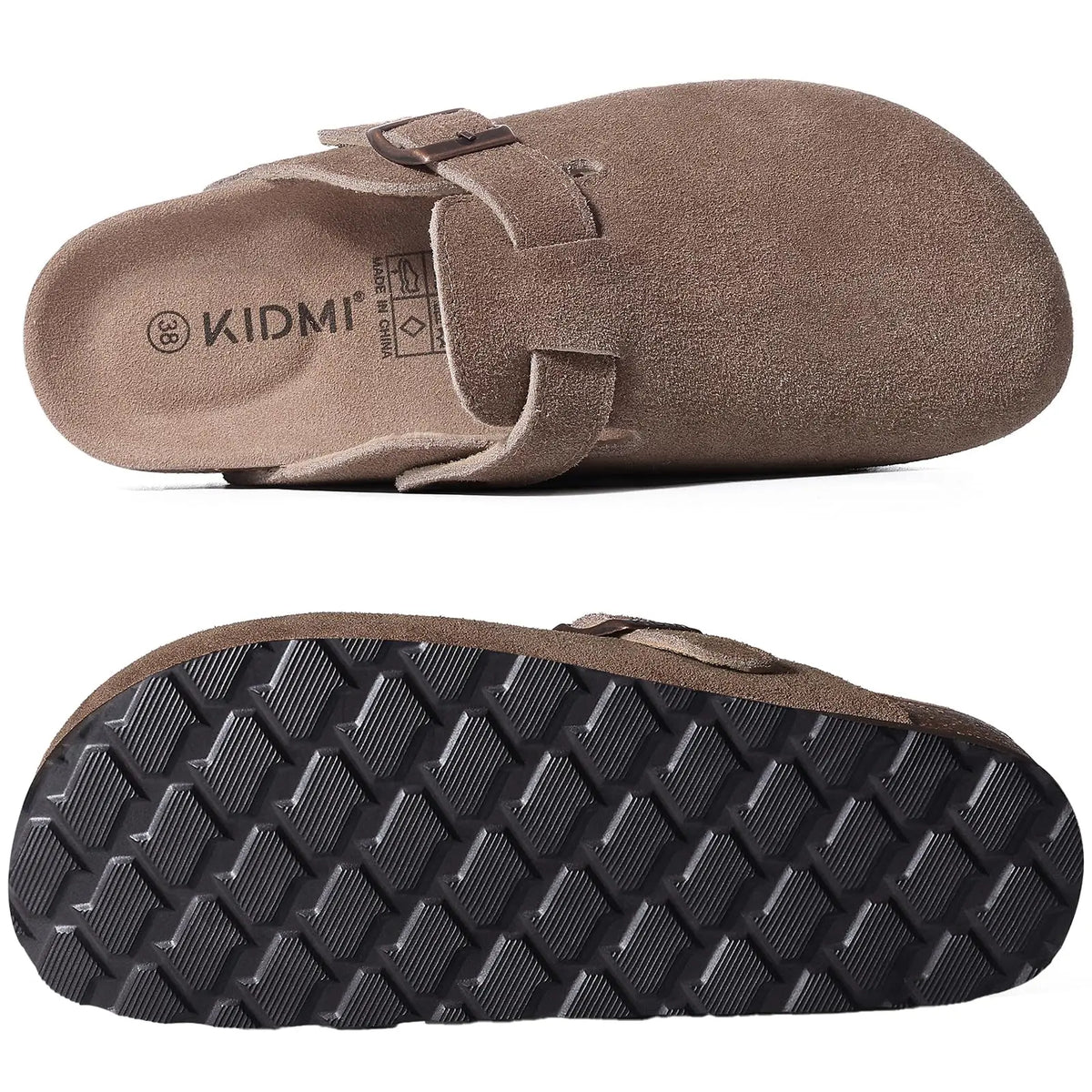 Genuine Suede Buckle Clogs